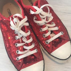 Red sequin converse shoes